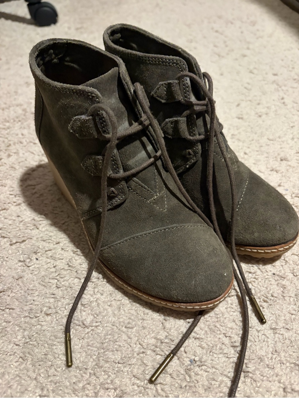 Deep green suede ankle boots